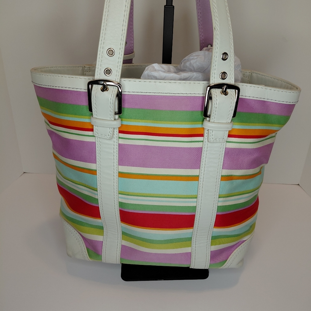 Coach Hampton Multicolor Striped Tote Bag - Picture 6 of 15